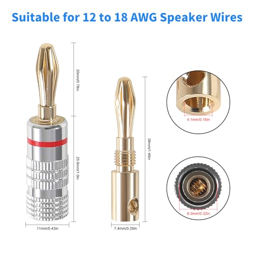 12 pares/24 pcs Conectores Banana Plug Audio Dorado miniatura 3