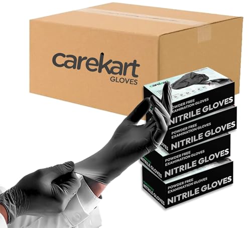 Image of Carekart Black Nitrile Gloves 1000 Pieces (10 X 100) | Made in Malaysia | Food and Hospitality Use, Medium