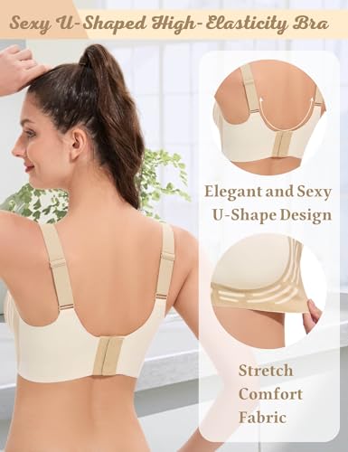 Image of Bras for Women No Underwire, Push Up Bra Wireless Bras for Women Soft and Lightly, Full Coverage Seamless Bra for Everyday, 2XL White