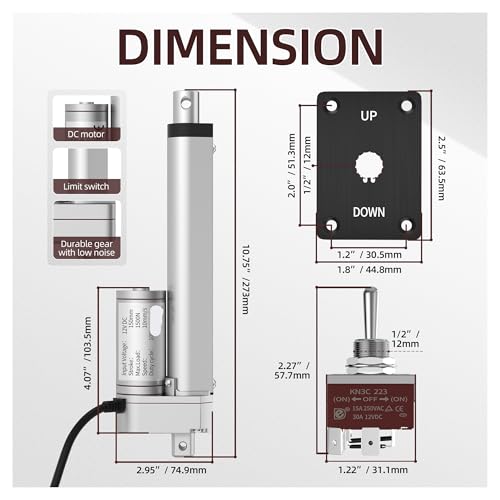 Actionneur 12V 1000N pour motorisation de trappe et fenêtres - 2