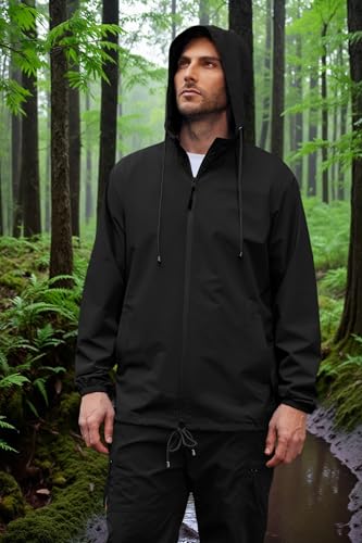 COOFANDY Rain Jacket Men Packable Waterproof Raincoat with Hood Lightweight Windbreaker for Hiking Cycling Golf3