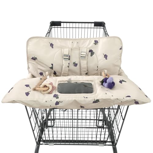Image of Shopping Cart Cover for Baby 2 in 1 High Chair Covers for Restaurant Comfortable Grocery Cart Seat Covers for Infant, Toddler Universal Suitable for Most Shopping Carts Machine Washable, Grape