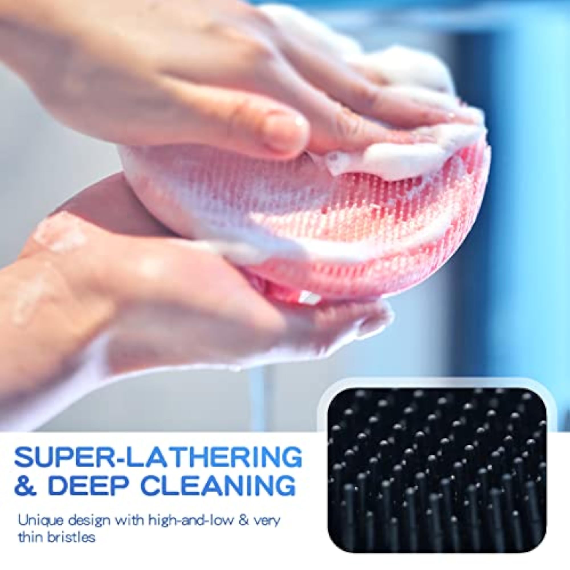 3 PCS Soft Silicone Shower Brush for Deep Cleaning