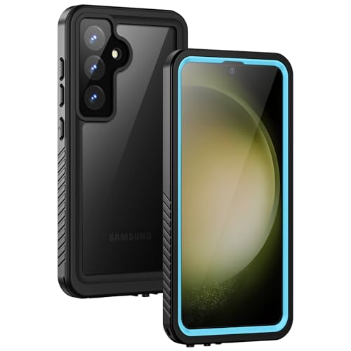 Lanhiem for Samsung Galaxy S23+ Plus Case, IP68 Waterproof Dustproof Case with Built-in Screen Protector, Rugged Full Body Shockproof Protective Cover for Galaxy S23 Plus 6.6 Inch, Blue/Clear