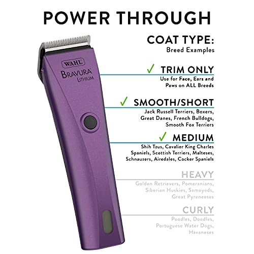 Wahl Professional Animal Bravura Pet, Dog, Cat, And Horse Corded/Cordless Clipper Kit, Purple (#41870-0423) #TOP5