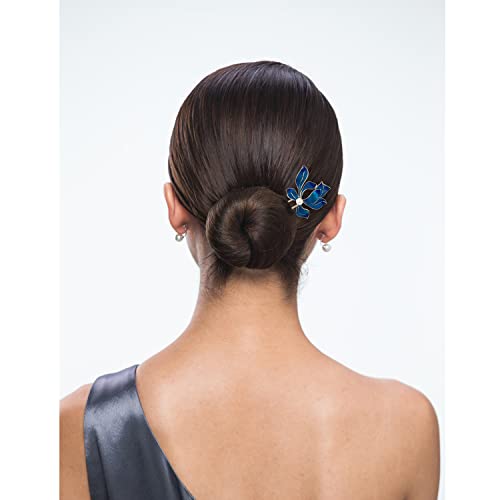 WANLIAN Blue Lotus Pearl Hair Pin #TOP30