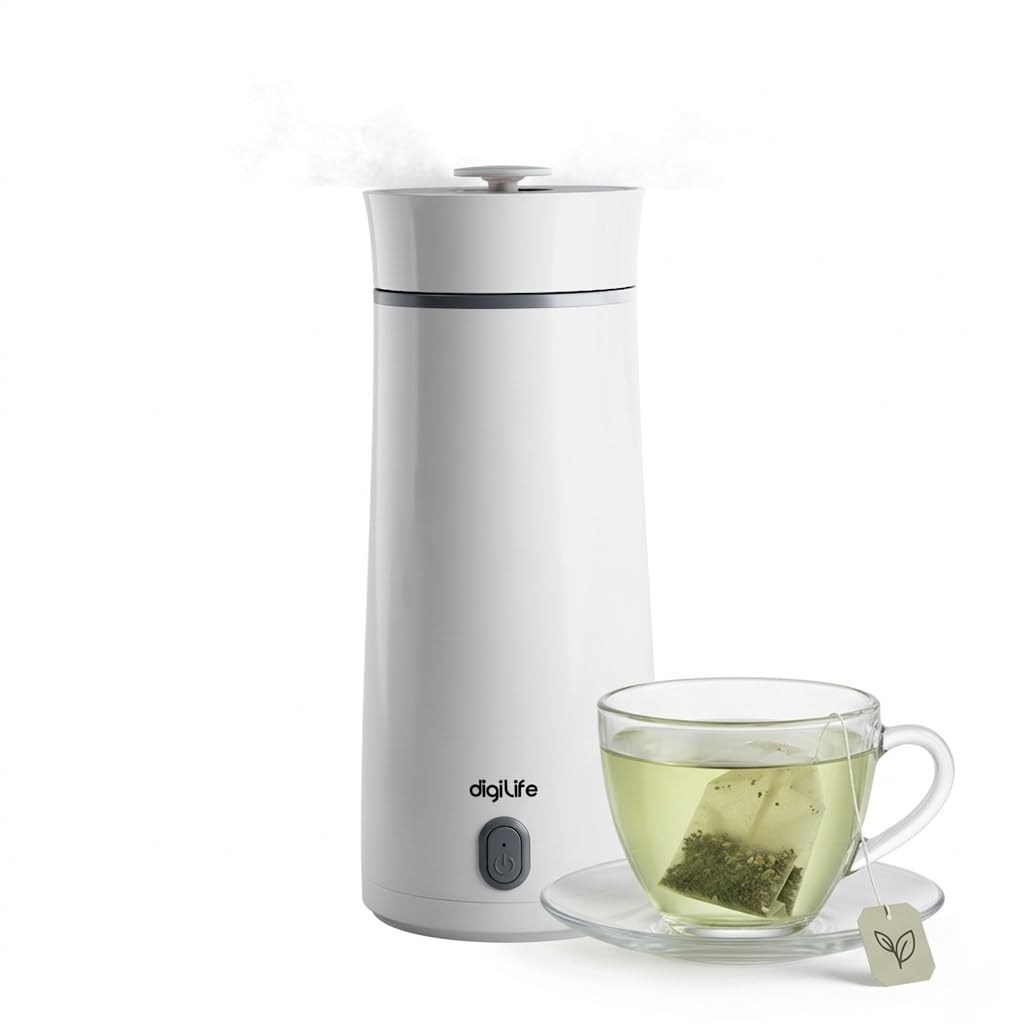 RAPIDBOIL Portable Travel Kettle | 400ml Mini Electric Kettle | 300W Lightweight Electric Bottle for Tea and Coffee | Ideal for Travel, Office and Home (White)-picture-12