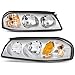 For Chevy Impala 8th Gen Pair of Chrome Housing Amber Corner Headlight