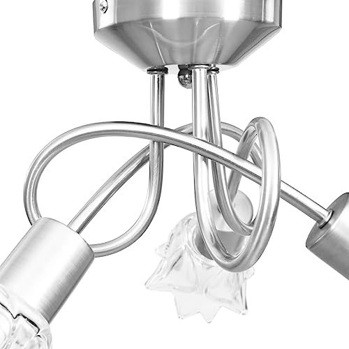 Plafonnier luminaire acier chromé 3 ampoules E14 pour éclairage intérieur