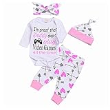 Bonfor Ropa Bebe Niña Primavera Otoño Invierno Recién Nacido Niño Monos Peleles + Floral Pantalones + Sombrero + Venda de Pelo, 0-18 Meses Conjuntos de Deporte Bebé Niña (Púrpura, 0-3 Meses)