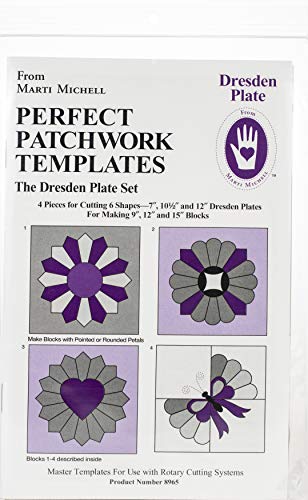 Marti Michell Perfect Patchwork Template-Regular Dresden Plate 4/Pkg Fabric #TOP14