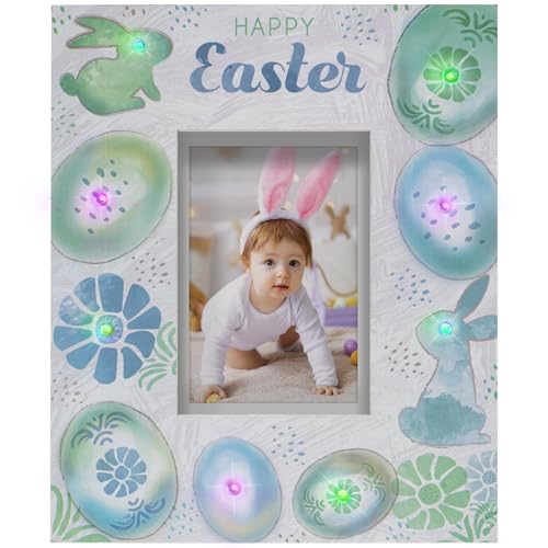 FINE PHOTO GIFTS Light Up Happy Easter 4" x 6" or 5" x 7" Wooden Picture Frame