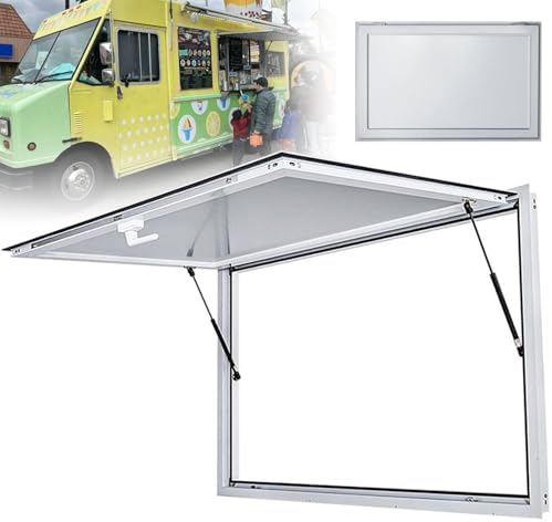 Lockable Concession Window with 85° Awning Door - Perfect for Food Trucks, Trailers, Sheds, Snack Bars & Cake Shops - Durable, Secure, Easy Access,45" Wx33 H(114x83.5cm)