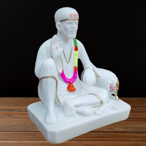 Image of Sai Amrut Gifts Italian Marble Sai Baba Dwarkamai Statue for Home and Pooja Room (6 * 5 Inch)