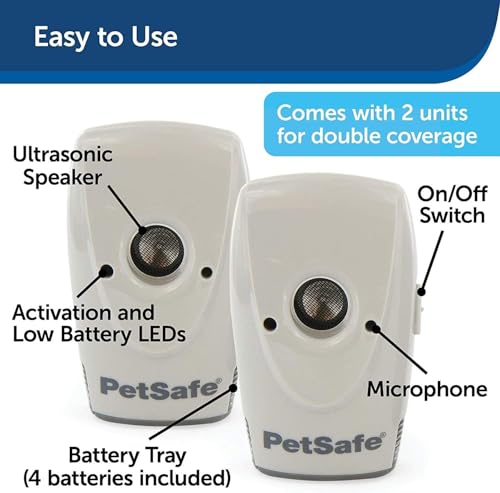 PetSafe Bellkontrolle für Innenräume, Bellsensor mit Ultraschallton, 8 M Reichweiter, 2 3V-Batterien nötig, 2er-Pack.