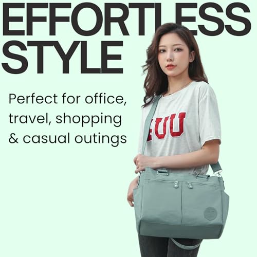 Image of MOCA Womens Casual Nylon Water Resistant Crossbody Tote Sling Handbag, Multi-Pocket Design with Adjustable Shoulder Straps for Work Travel Office, Everyday Use