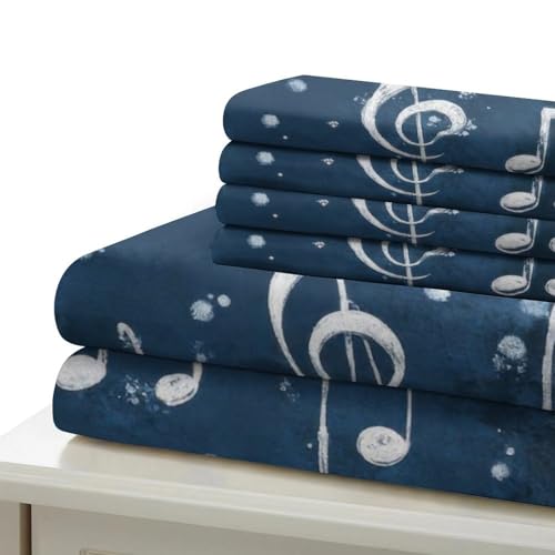 Parure de lit notes musicales 3d housse de couette single 140x200 microfibre