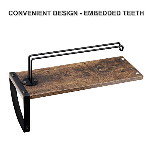 Bty Paper Towel Holder With Shelf, Vintage Farmhouse Wall Mounted Paper Towel Holder Under Cabinet Spice Rack For Kitchen, Bathroom Toilet Paper Dispenser - Rustic Brown #TOP2