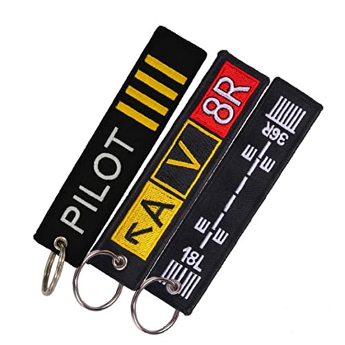 Sanfly 3pcs Broderie Bagage Label Tag avec Porte-clés Cadeau pour L'équipage Vol Aviation Cover