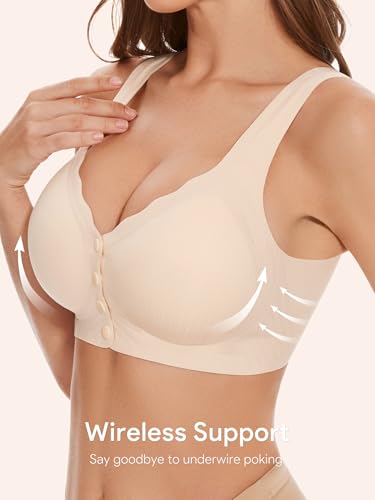 Image of Seamless Front Close Bras for Women Post Surgery Full Coverage Moisture Wicking Comfort Supportive Convenient Bralettes