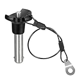 sourcing map Kugelsperrbolzen Stecknadeln mit Knopf Handgriff 304 Edelstahl Dreieckig Kappe Druckknopf Schnell Auslösestift mit 24.5cm Seil (10mm-31mm)