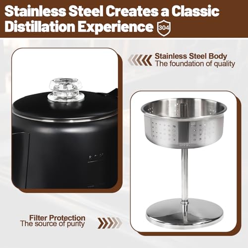 Image of 6 Cup Percolator 304 Stainless Steel Coffee Pot Coffee Maker Coffee Machine with Solid Wood Handle Transparent Knob Stovetop Greca Mocha for Induction Home and Camping 1000ml 33.8oz Black