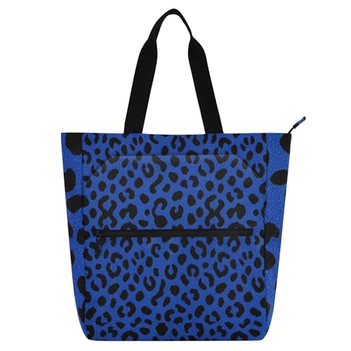 Bolsa de libro impermeable con bolsillos con cremallera y diseño de leopardo negro