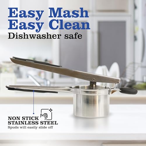 Mindful Design Large 15oz Potato Ricer, Heavy Duty Stainless Steel Potato Masher and Ricer Kitchen Tool, Press and Mash Kitchen Gadget For Perfect Mashed Potatoes Every time