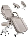 Hicomony Tattoo Chair for Client with Rolling Stool and Wheels, Tattoo Bed Adjustable Beauty Salon Spa Table...