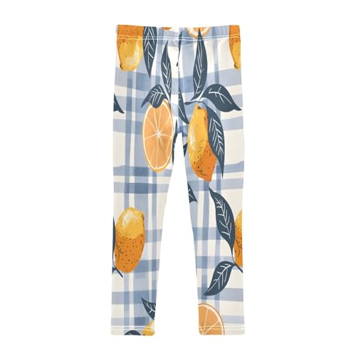 Bolaz Toddler Girls Leggings Printed Yoga Pants Leggings Lemons Blue Grid for Kids2