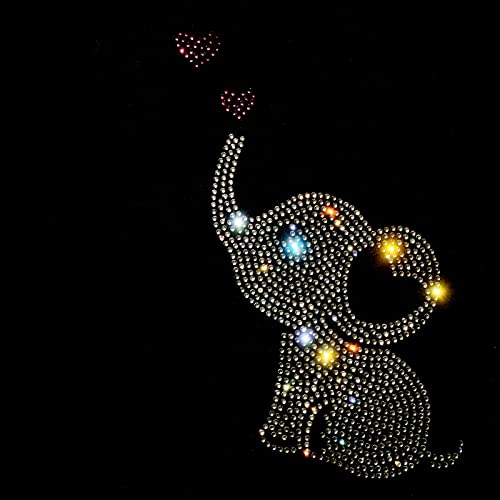 2 Stück niedlicher Elefant zum Aufbügeln, 19 cm hoch, Strasssteine, Hotfix, Wärmeübertragung, Kleidung, DIY-Applikation Cover