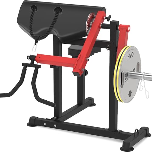 Bicep Tricep Curl Machine Preacher: Curl Bench 2 in 1 Arm Curl and Tricep Extension Machine for Home Gym Workout Red