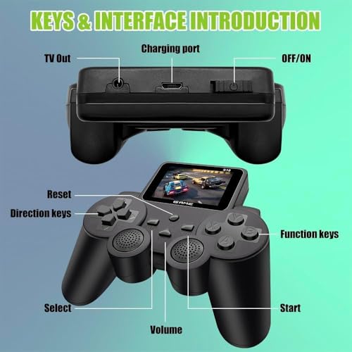 Image of S10 Video Game Retro Friendly Competition Gamepad 520 in 1 Handheld Video Games for Kids Includes Action-Adventure Sports & Racing More, Long-Lasting Battery.