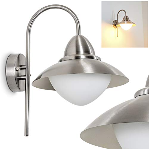 Außenwandleuchte Gielas, moderne Wandlampe abwärts aus Edelstahl und Glas, Wandleuchte 1-flammig mit E27-Fassung, max. 60 Watt, Außenleuchte in Bogenform für Terrasse, Veranda, Hof und Garten Außenwandleuchte Gielas, moderne Wandlampe abwärts aus Edelstahl und Glas, Wandleuchte 1-flammig mit E27-Fassung, max. 60 Watt, Außenleuchte in Bogenform für Terrasse, Veranda, Hof und Garten