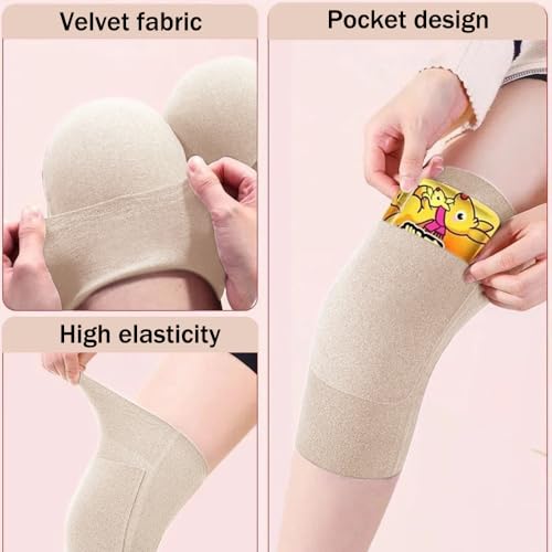 Leg Knee Warmers with Pockets used for Storing Heating Stickers,Cotton Knee Pads Leg Sleeves for Middle-aged Elderly4