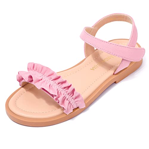 Image of PANDANINJIA Girls Sandals, Open Toe Cute Bow Princess Girls Flats, Sparkly Summer Dress Shoes Sandals for Toddler /Little Kid /Big Kid