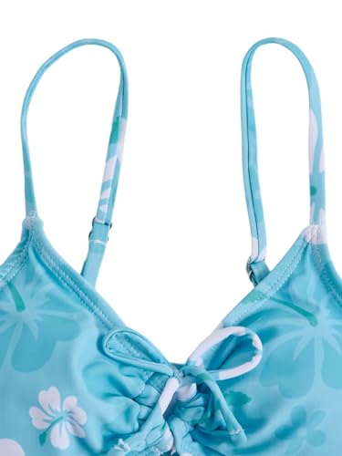 Image of COZYEASE Girls' 2 Piece Ditsy Floral Print Knot Front Ruched Triangle Bikini Swimsuit