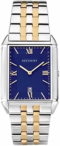 Mens Accurist 7414 Two Tone Blue Dial Bracelet Watch