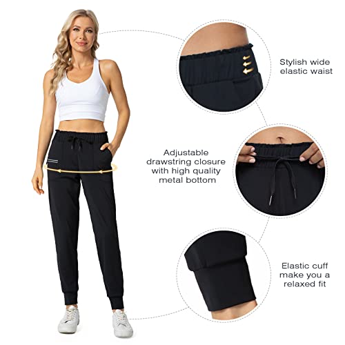 Image of Haowind Joggers for Women with Pockets Elastic Waist Workout Sport Gym Pants Comfy Lounge Yoga Running Pants
