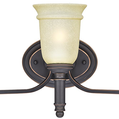 Image of Westinghouse 6342800 Montrose Three-Light Indoor Wall Fixture, Oil Rubbed Bronze Finish with Highlights and Mocha Scavo Glass