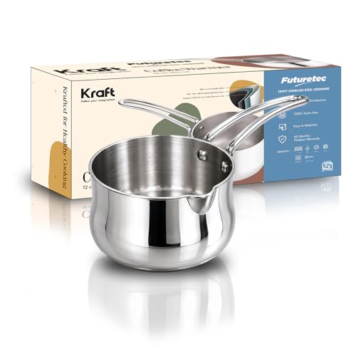 Image of Kraft Coffee Warmer Stainless Steel - 950 ml, 12 cm | Heavy Gauge Milk Warmer /Turkish Coffee Pot with Handle, Even & Fast Heating, Food Safe, Easy to Pour Durable Pot, Induction and Gas Compatible