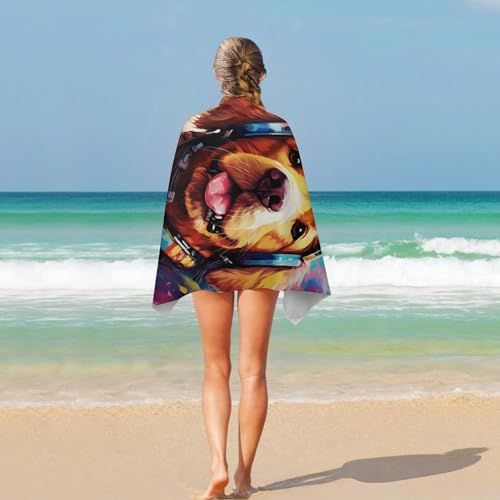 Serviette de plage anti-sable Space Dog 130x80 cm pour le sport