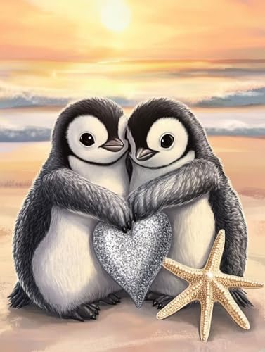 Pintar por números kit antiestrés fácil de hacer con lienzo de pingüino 80x60cm