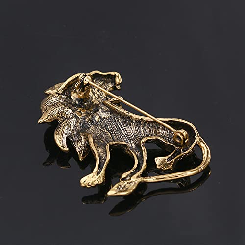 Image of Vintage Lion Brooch Pin for Women Girls Men Antique Gold Tone Wild Animal Brooches Lapel Pins Dress Costume Accessories Boho Halloween Holiday Decor Jewelry Gift Souvenir for Friend Father Uncle