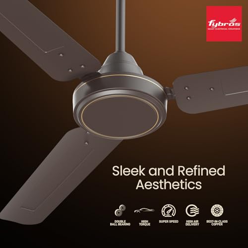 Image of FYBROS Air-1 1200 mm Ceiling Fan for Home, Office| BEE Star Rated Energy Efficient Fan | Superior Air Delivery | Silent Operation | Smoke Brown |3 Years Warranty