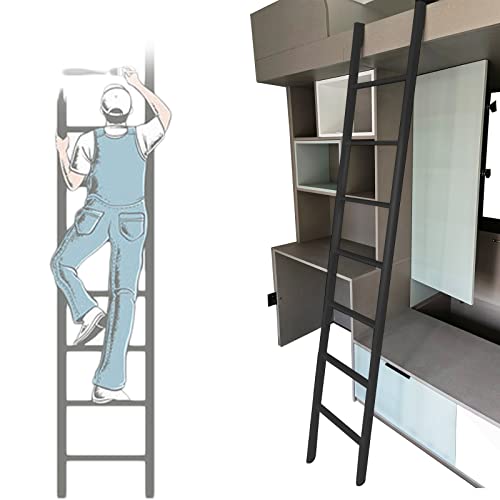 Échelle de lit superposé robuste noire pour remorque, dortoir, camping-car, loft, échelle robuste pour enfants, adultes et personnes âgées, échelle latérale double 160 cm, hauteur debout au sol