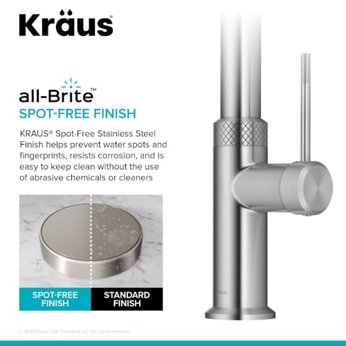 Image of KRAUS Oletto Modern Industrial Pull-Down Single Handle Kitchen Faucet in Spot Free Stainless Steel, KPF-2654SFS