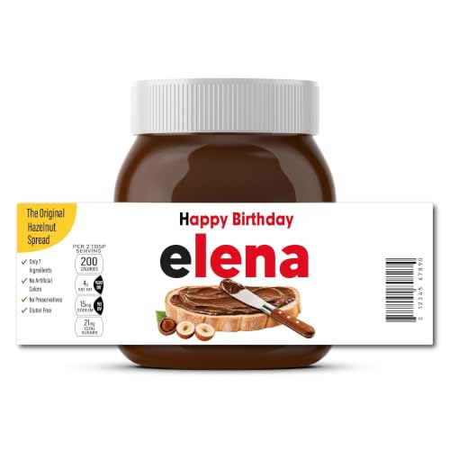 Personalisierte Namensetiketten für Nutella Gläser Schokoaufstrich Aufkleber Geschenkidee für Geburtstag Weihnachten Neujahr Feier (Happy Birthday)