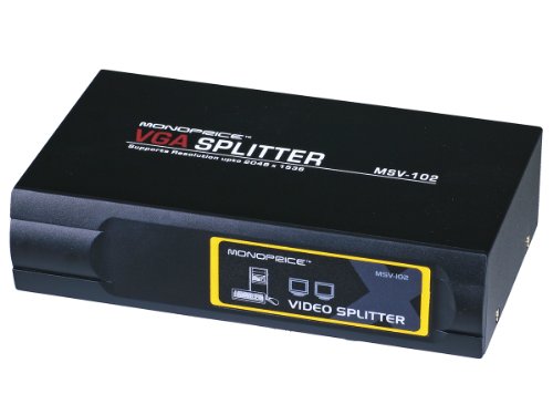 Monoprice 2-Way VGA/SVGA Splitter/Amplifier/Multiplier 400 MHz - Black