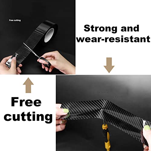 Car Sticker Door Entry Guards Scratch Cover Protector 5D Carbon Fiber Rubber Car Door Edge Guards Door Sill Wrap Film Universal Side Skirt Patch Bumper Guard Scratch Protection Strip (2 Inches*33Ft) #TOP1